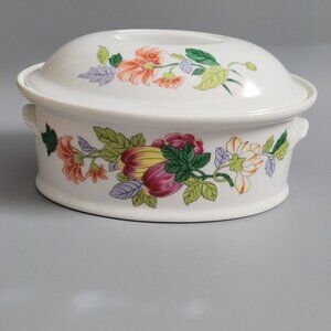 Vista Alegre Portugal 10" Oval Covered Floral Casserole Dish Vintage